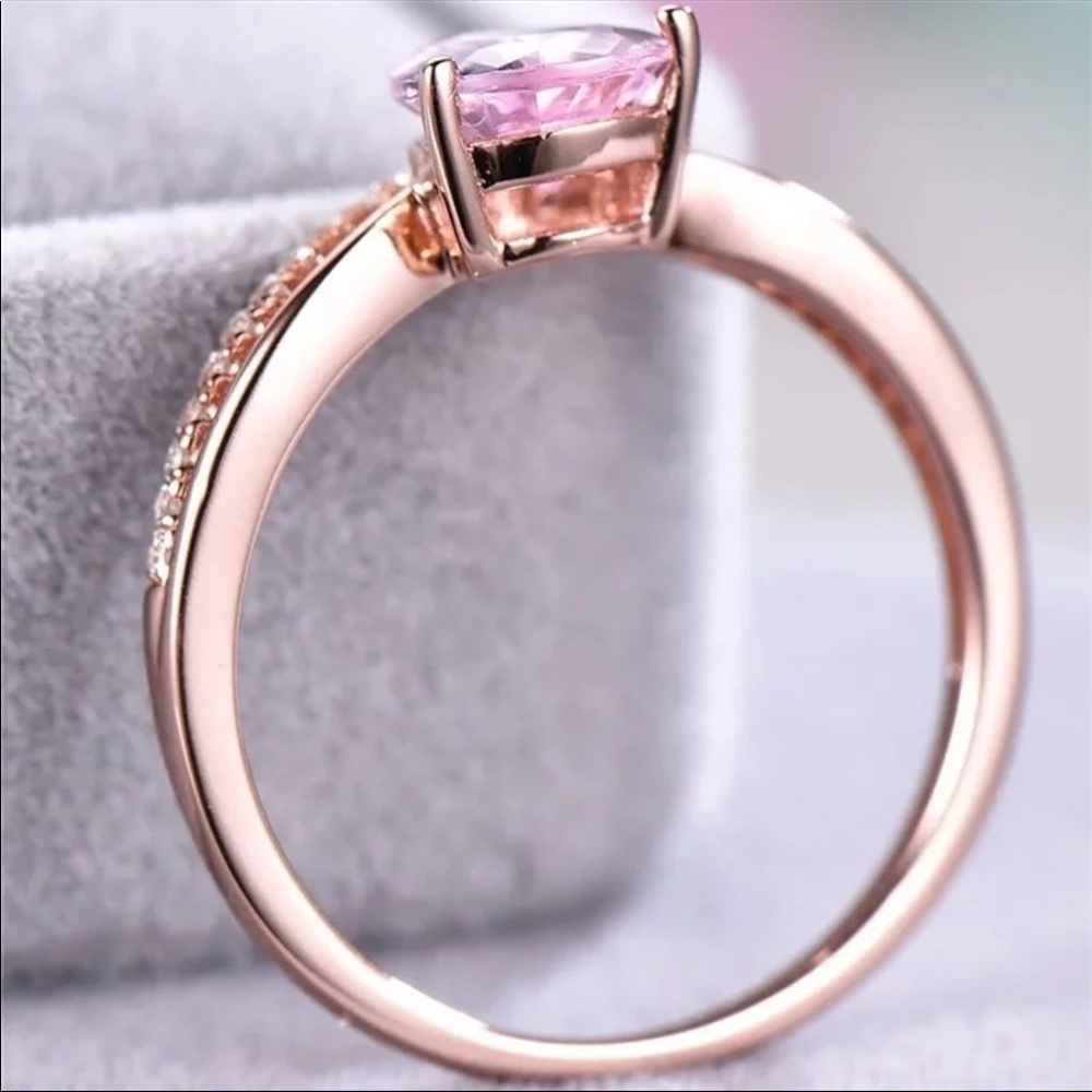 New Rose Gold Sapphire Pear Cut Women’s Ring - Picture 6 of 6